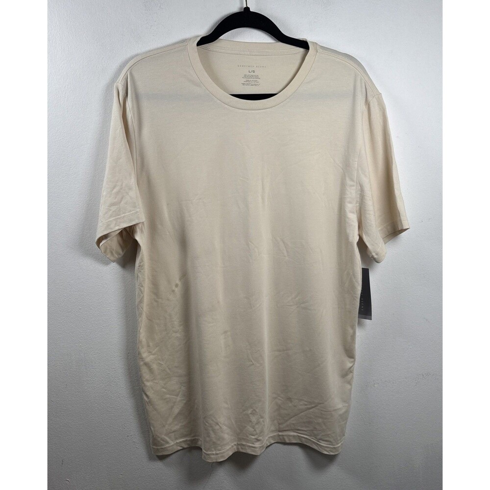 Geoffrey Beene Men’s Large Dadcore Cream Crew Neck Stretch Casual T-Shirt